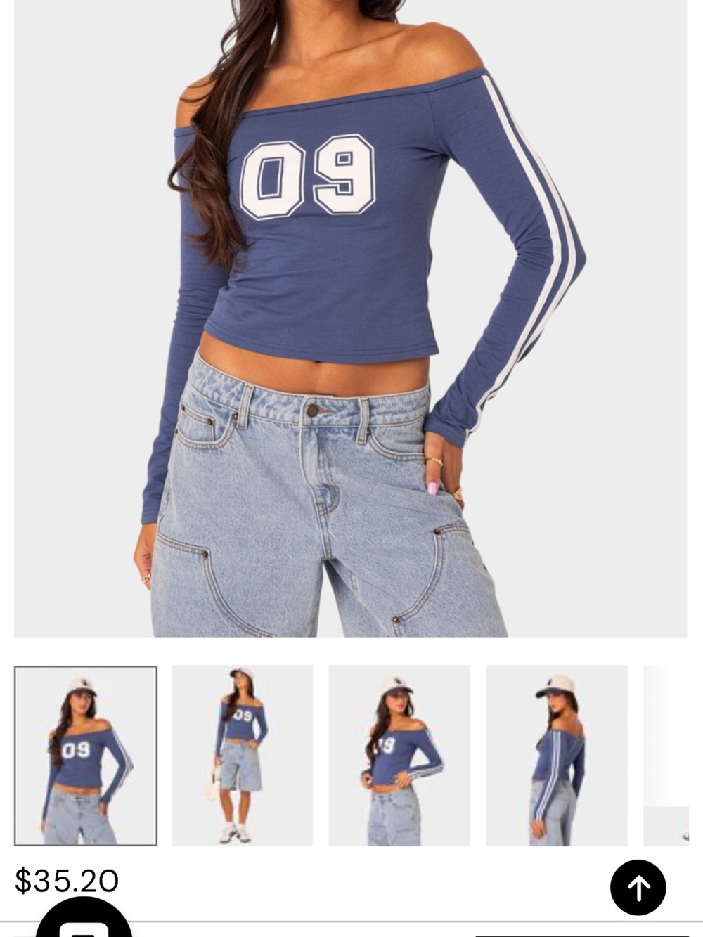 Edikted 09- Blue/White off the shoulder T Sz XS